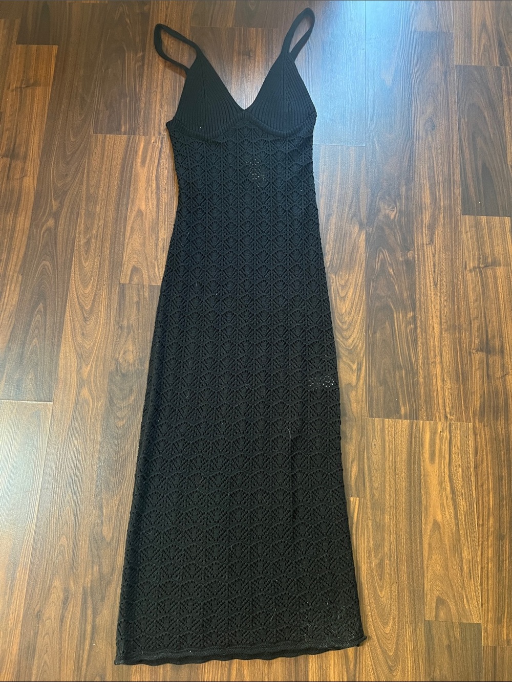 Black Knit Maxi Slip Dress - Women's